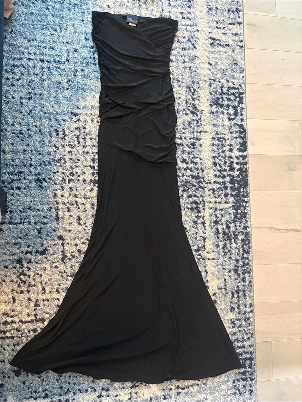 Sabora Black Strapless Ruched Maxi Dress